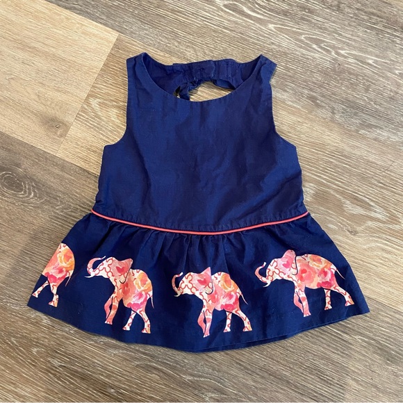 JANIE AND JACK Elephant Peplum Top Sleeveless 2T - Picture 3 of 6